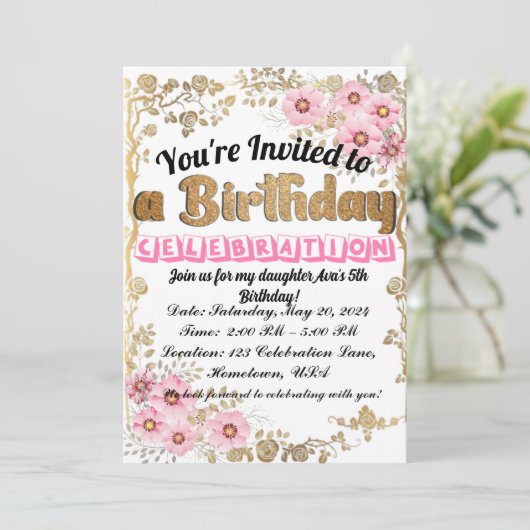 Leuke en grillige verjaardagsuitnodiging voor kind kaart (Staand voorkant)