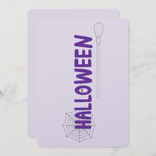 Leuke en hekserige Paarse Halloween Typography Art Feestdagenkaart (Voorkant / Achterkant)