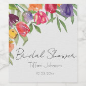 Leuke en heldere tulpen en groen bruidsfeest wijn etiket (Enkel label)