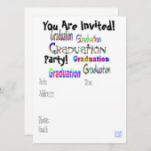 Leuke en kleurrijke afstudeerfeest uitnodiging (Voorkant / Achterkant)