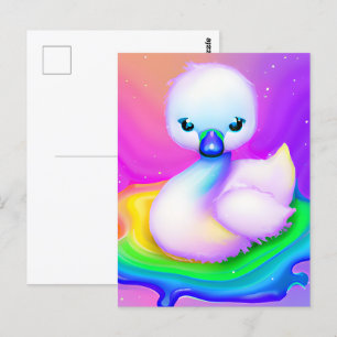 Leuke en kleurrijke Baby Swan Briefkaart