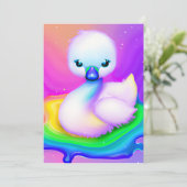 Leuke en kleurrijke Baby Swan Feestdagenkaart (Staand voorkant)