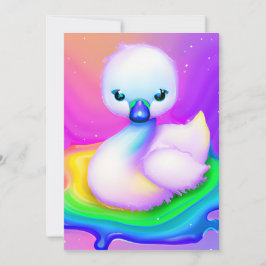 Leuke en kleurrijke Baby Swan Feestdagenkaart