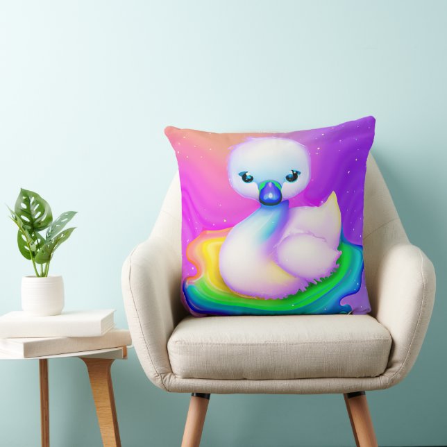 Leuke en kleurrijke Baby Swan Kussen (Stoel)