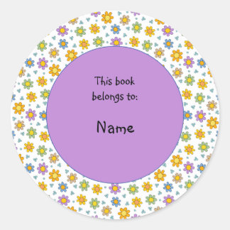 Leuke en kleurrijke bloem en stippen ronde sticker