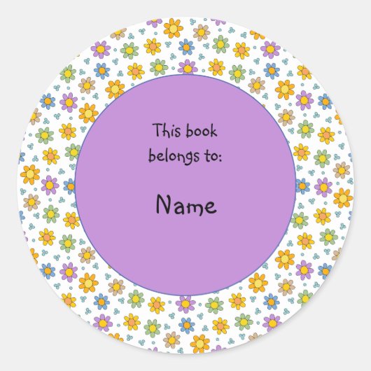 Leuke en kleurrijke bloem en stippen ronde sticker (Voorkant)
