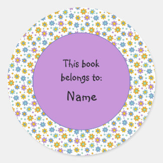 Leuke en kleurrijke bloem en stippen ronde sticker