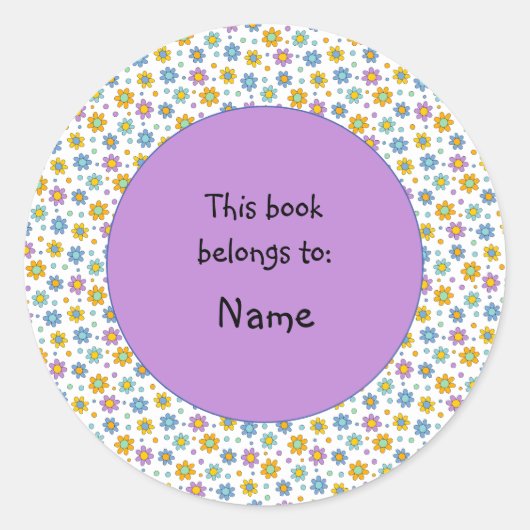 Leuke en kleurrijke bloem en stippen ronde sticker (Voorkant)