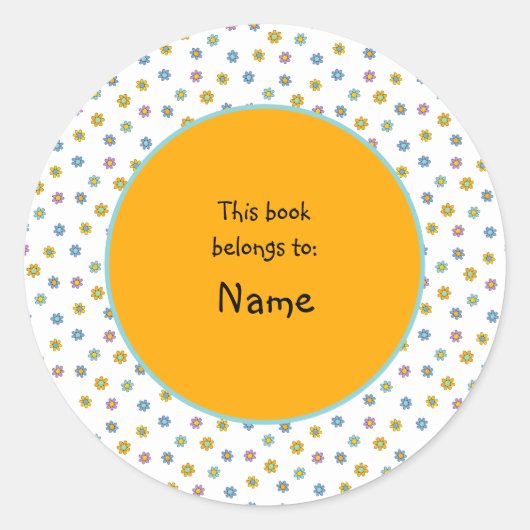 Leuke en kleurrijke bloem ronde sticker (Voorkant)