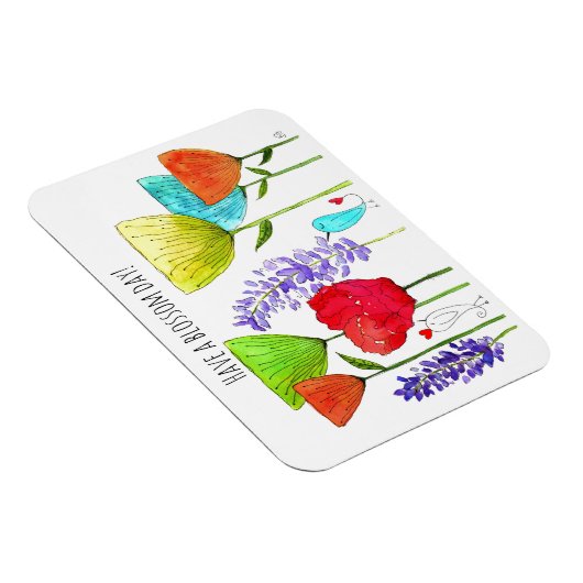 Leuke en kleurrijke bloemen en een vogelmagneet magneet (Rechterzijde)