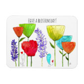 Leuke en kleurrijke bloemen en een vogelmagneet magneet (Horizontaal)