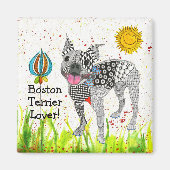 Leuke en kleurrijke Boston Terrier Magnet 2" (Voorkant)