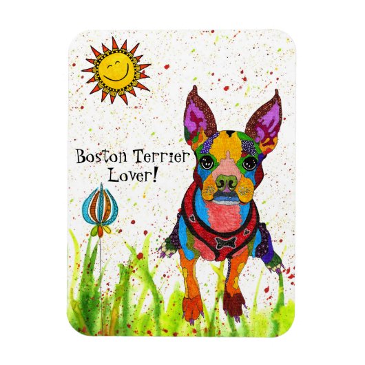 Leuke en kleurrijke Boston Terrier Magnet Magneet (Verticaal)