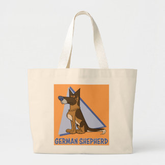 Leuke en kleurrijke Cartoon Duitse herdershond Grote Tote Bag