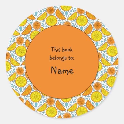 Leuke en kleurrijke citroen en sinaasappel ronde sticker (Voorkant)