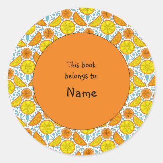 Leuke en kleurrijke citroen en sinaasappel ronde sticker