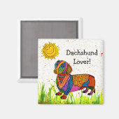Leuke en kleurrijke Dachshund Magnet 2" (Voorkant / Achterkant)