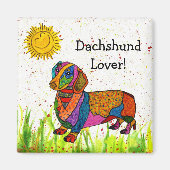 Leuke en kleurrijke Dachshund Magnet 2" (Voorkant)