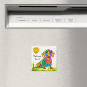 Leuke en kleurrijke Dachshund Magnet 2" (Insitu (Vaatwasser))