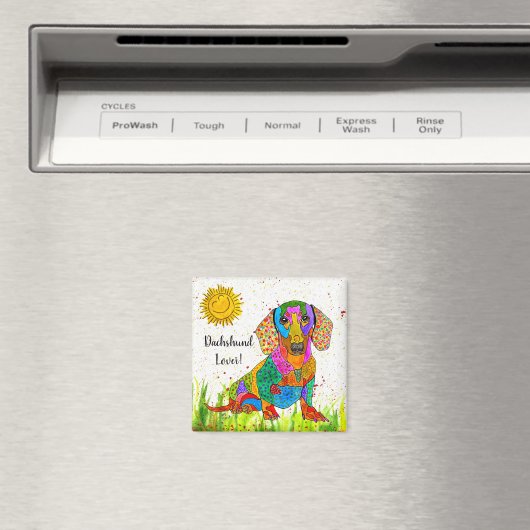 Leuke en kleurrijke Dachshund Magnet 2" (Insitu (Vaatwasser))