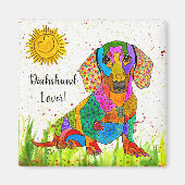 Leuke en kleurrijke Dachshund Magnet 2" (Voorkant)