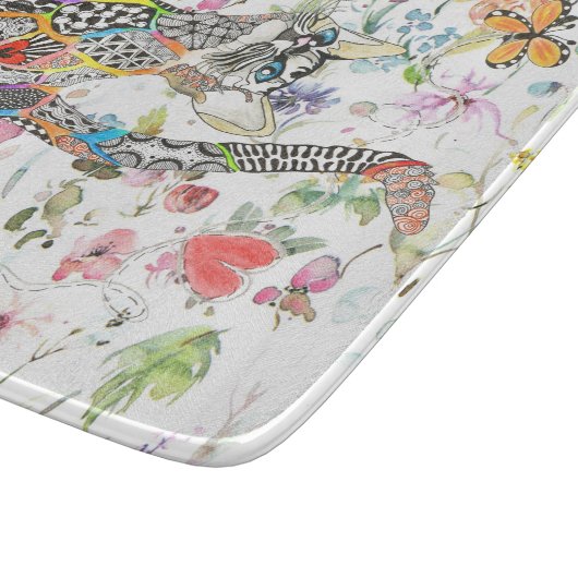 Leuke en kleurrijke Floral Cat Snijplank (Hoek)