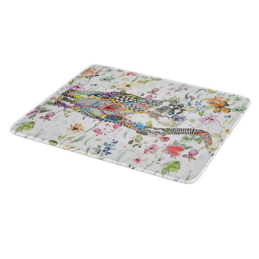 Leuke en kleurrijke Floral Cat Snijplank (Hoek)