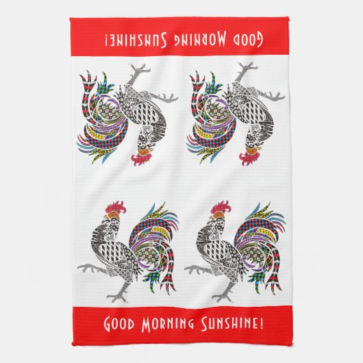 Leuke en kleurrijke Haan Keuken Handdoek (Verticaal)