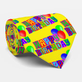 Leuke en kleurrijke Happy Birthday typografie Stropdas (Opgerold)