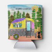 Leuke en kleurrijke Happy Camper Blikjeskoeler (Achterkant)