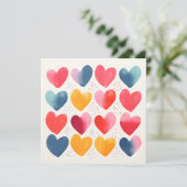 Leuke en kleurrijke harten notitiekaart (Staand voorkant)