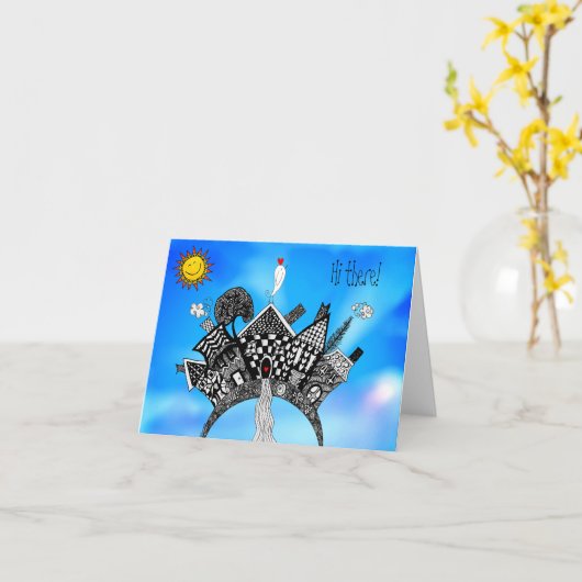 Leuke en Kleurrijke Huizen en een Wenskaart van de Kaart (Gele Bloem)