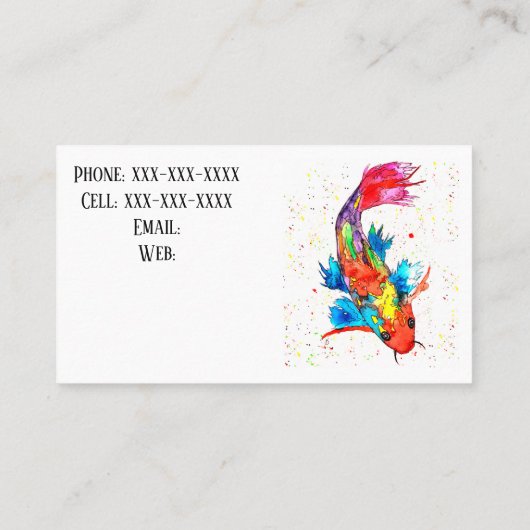 Leuke en kleurrijke Koi Fish Aquarium Visitekaartj Visitekaartje (Achterkant)
