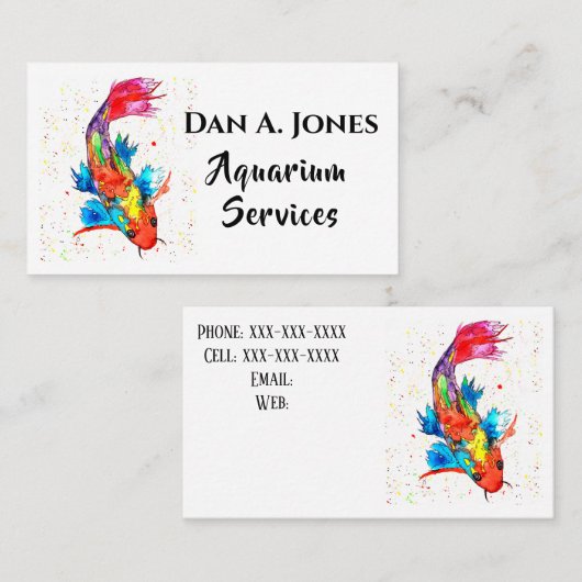 Leuke en kleurrijke Koi Fish Aquarium Visitekaartj Visitekaartje (Voorkant / Achterkant)