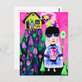 Leuke en kleurrijke Mixed Media Collage Briefkaart (Voorkant / Achterkant)