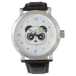 Leuke en kleurrijke panda gezicht horloge