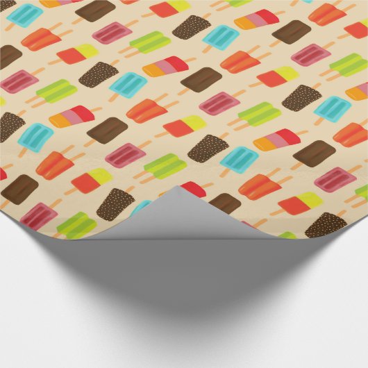 Leuke en kleurrijke Popsicles Retro Patroon Cadeaupapier (Hoek)