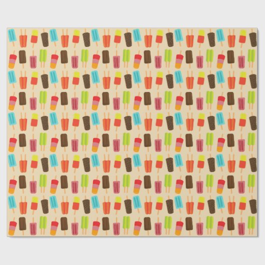 Leuke en kleurrijke Popsicles Retro Patroon Cadeaupapier (Vlak)