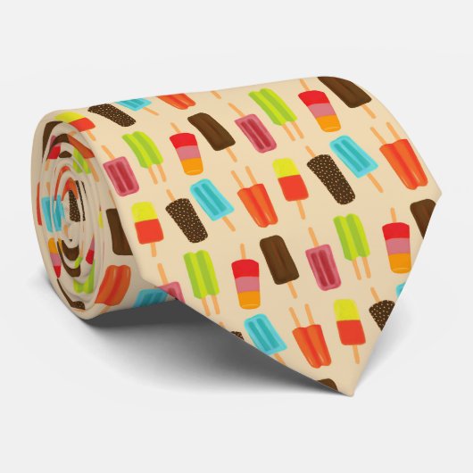 Leuke en kleurrijke Popsicles Retro Patroon Stropdas (Opgerold)