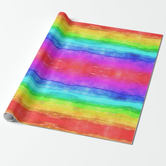 Leuke en kleurrijke regenboog Waterverf Cadeaupapier (Uitgerold)