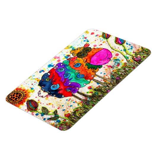 Leuke en kleurrijke schapenmagneet 3 "x4" magneet (Linkerzijde)