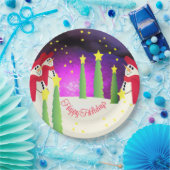 Leuke en kleurrijke sneeuwman papieren bordje (Feest)