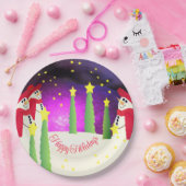 Leuke en kleurrijke sneeuwman papieren bordje (Feest)