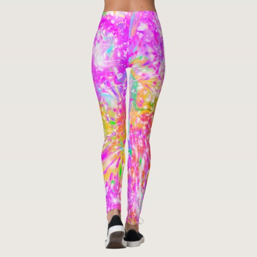 Leuke en kleurrijke Spring Pink Swirled Leggings (Achterkant)