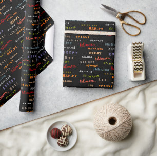 Leuke en kleurrijke typografie Halloween Holiday S Cadeaupapier