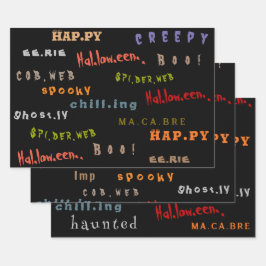 Leuke en kleurrijke typografie Halloween Holiday S Inpakpapier Vel