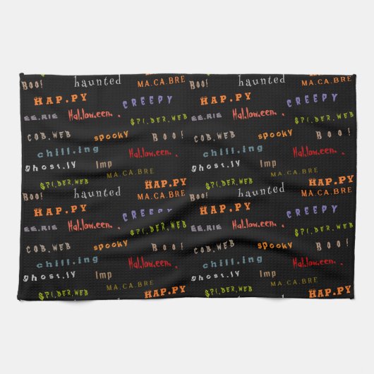 Leuke en kleurrijke typografie Spirit Halloween Theedoek (Horizontaal)