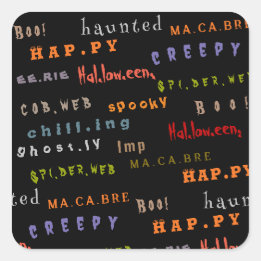 Leuke en kleurrijke typografie Spirit Halloween Vierkante Sticker