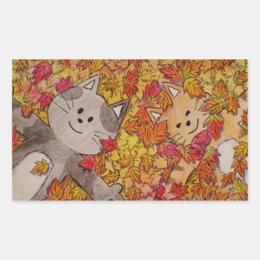 Leuke en leuke kat Stickers "Spring in Herfst" (Voorkant)