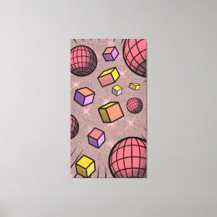 Leuke en levendige abstracte zwevende bollen blokj canvas afdruk